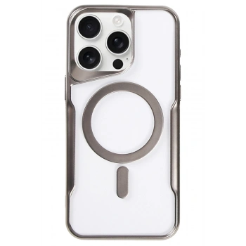 Mey İthalat®   iPhone 16 Pro Max Kılıf Boyi Magsafe Silikon Kapak - Titan Gri