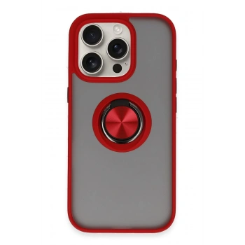 Mey İthalat®   iPhone 16 Pro Max Kılıf Montreal Yüzüklü Silikon Kapak - Kırmızı