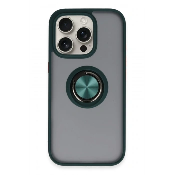 Mey İthalat®   iPhone 16 Pro Max Kılıf Montreal Yüzüklü Silikon Kapak - Yeşil