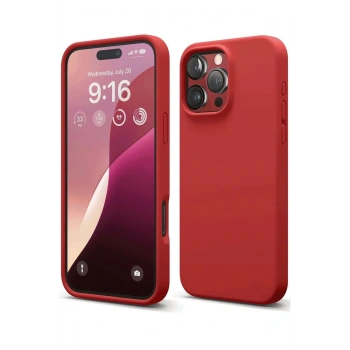 Mey İthalat®   iPhone 16 Pro Max Kılıf Nano içi Kadife Silikon - Kırmızı