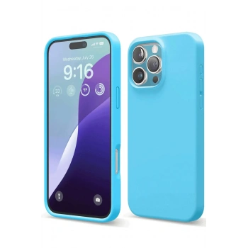 Mey İthalat®   iPhone 16 Pro Max Kılıf Nano içi Kadife Silikon - Mavi