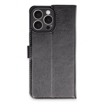 Mey İthalat®   iPhone 16 Pro Max Kılıf Trend S Plus Kapaklı Kılıf - Siyah