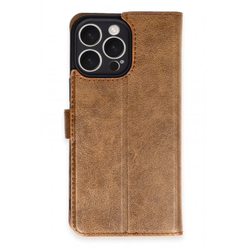 Mey İthalat®   iPhone 16 Pro Max Kılıf Trend S Plus Kapaklı Kılıf - Taba