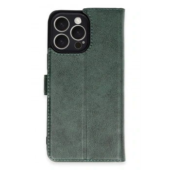 Mey İthalat®   iPhone 16 Pro Max Kılıf Trend S Plus Kapaklı Kılıf - Yeşil