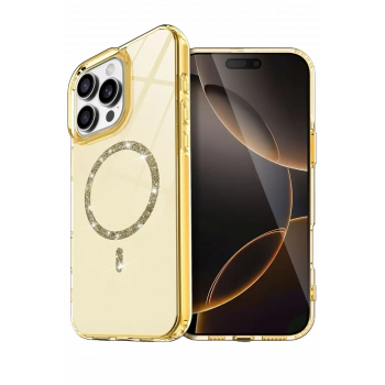 Mey İthalat®   iPhone 16 Pro Max Live Diamond Magsafe Kapak - Sarı