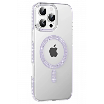 Mey İthalat®   iPhone 16 Pro Max Move Taşlı Magsafe Kapak - Lila