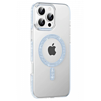 Mey İthalat®   iPhone 16 Pro Max Move Taşlı Magsafe Kapak - Mavi