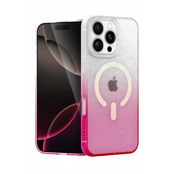 Mey İthalat® iPhone 16 Pro Pummel Shiny Magsafe Kapak - Pembe