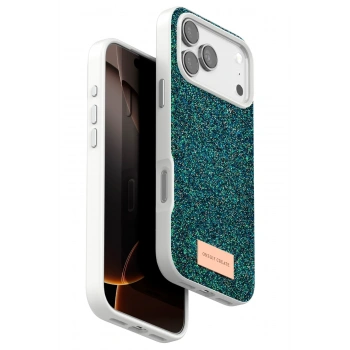 Mey İthalat®   iPhone 17 Pro Bright Simli Kapak - Koyu Yeşil