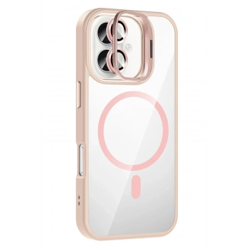 Mey İthalat®   iPhone 17 Remim Lensli Magsafe Standlı Kapak - Pembe