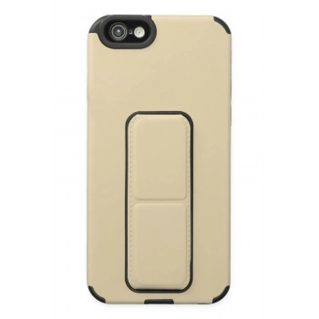 Mey İthalat®   iPhone 6 Kılıf Mega Standlı Silikon - Gold