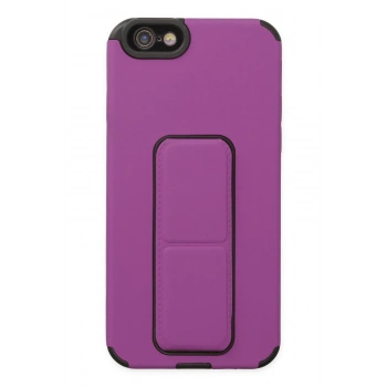 Mey İthalat®   iPhone 6 Kılıf Mega Standlı Silikon - Mor