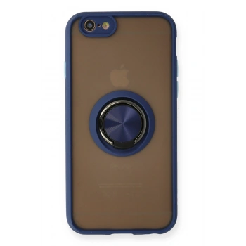 Mey İthalat®   iPhone 6 Kılıf Montreal Yüzüklü Silikon Kapak - Lacivert