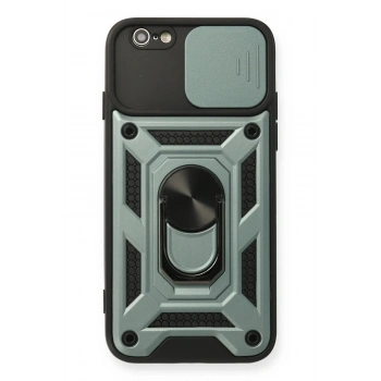 Mey İthalat®   iPhone 6 Kılıf Pars Lens Yüzüklü Silikon - Yeşil