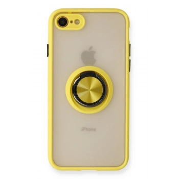 Mey İthalat®   iPhone 7 Kılıf Montreal Yüzüklü Silikon Kapak - Sarı