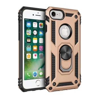 Mey İthalat®   iPhone 7 Kılıf Sofya Yüzüklü Silikon Kapak - Gold