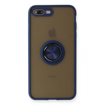 Mey İthalat®   iPhone 7 Plus Kılıf Montreal Yüzüklü Silikon Kapak - Lacivert