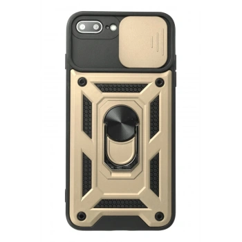 Mey İthalat®   iPhone 7 Plus Kılıf Pars Lens Yüzüklü Silikon - Gold