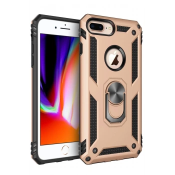 Mey İthalat®   iPhone 7 Plus Kılıf Sofya Yüzüklü Silikon Kapak - Gold
