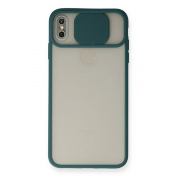 Mey İthalat®   iPhone X Kılıf Palm Buzlu Kamera Sürgülü Silikon - Yeşil
