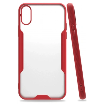 Mey İthalat®   iPhone X Kılıf Platin Silikon - Kırmızı