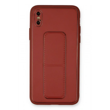 Mey İthalat®   iPhone XS Max Kılıf Coco Deri Standlı Kapak - Fuşya