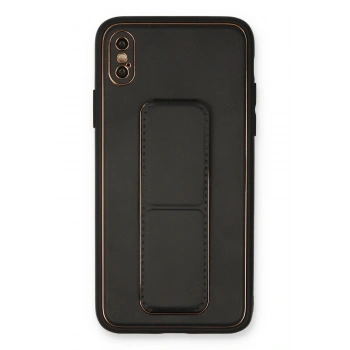 Mey İthalat®   iPhone XS Max Kılıf Coco Deri Standlı Kapak - Siyah