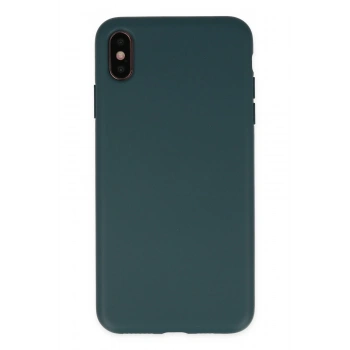 Mey İthalat®   iPhone XS Max Kılıf Nano içi Kadife Silikon - Koyu Yeşil