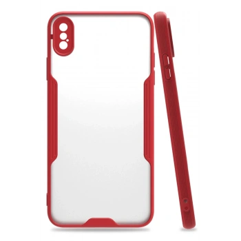Mey İthalat®   iPhone XS Max Kılıf Platin Silikon - Kırmızı
