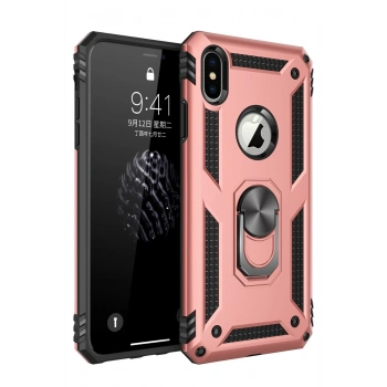 Mey İthalat®   iPhone XS Max Kılıf Sofya Yüzüklü Silikon Kapak - Rose