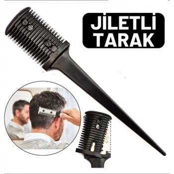 Mey İthalat® Jiletli Kırık Saç Sakal Düzletme İnceltme Tarağı