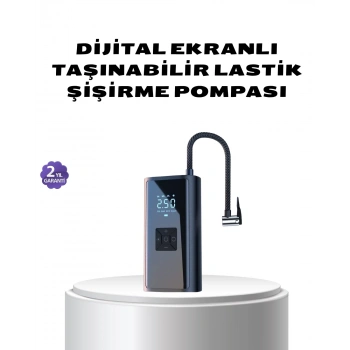 Mey İthalat® Kablosuz Dijital Lastik Şişirme Pompası LED Işıklı 80W