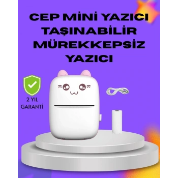 Mey İthalat® Kablosuz Mini Cep Yazıcısı Bluetooth Destekli 1200mAh Bataryalı