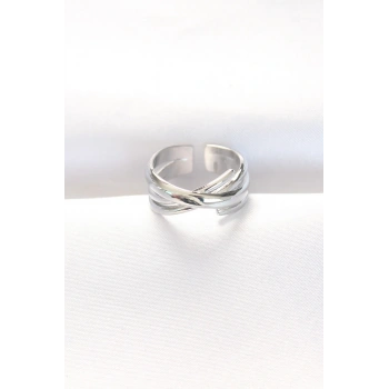 Mey İthalat® Kalın Silver Renk Ayarlanabilir Yüzük