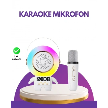Mey İthalat® Karaoke Özellikli Astronot Bluetooth Hoparlör Kablosuz Mikrofonlu