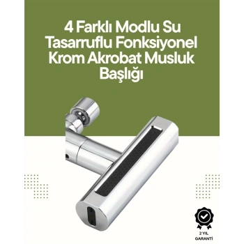 Mey İthalat® Krom Musluk Başlığı | 4ü 1 Arada Su Çıkışı | Kolay Montajlı