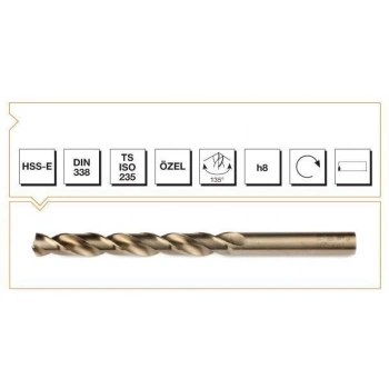 Mey İthalat® Makina Takım HSS-E Altın Seri İnox Delme Matkap Ucu 3 mm