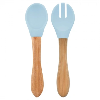 Mey İthalat®   Mama Kaşığı ve Çatal Seti Mineral Blue