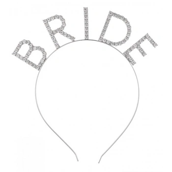 Mey İthalat® Mega Boy Kristal Taşlı Gümüş Bride Taç Gelin Tacı 20X21 cm