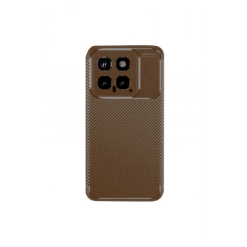 Mey İthalat®   Mi 14T Kılıf Auto Focus Karbon Kapak - Kahverengi
