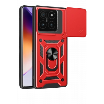 Mey İthalat®   Mi 14T Pro Kılıf Pars Lens Yüzüklü Silikon - Kırmızı