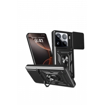 Mey İthalat®   Mi 15 Pro Kılıf Pars Lens Yüzüklü Silikon - Siyah