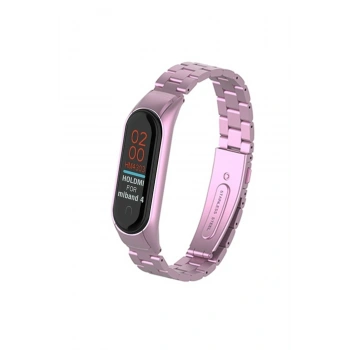 Mey İthalat®   Mi Band 4 Metal Baklalı Kordon - Rose