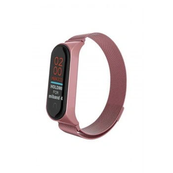 Mey İthalat®   Mi Band 4 Metal Mıknatıslı Kordon - Rose