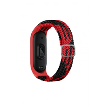 Mey İthalat®   Mi Band 7 Star Kordon - Kırmızı-Siyah