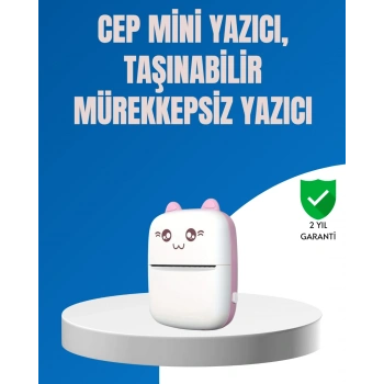 Mey İthalat® Mini Bluetooth Termal Yazıcı 1200mAh Şarjlı Taşınabilir