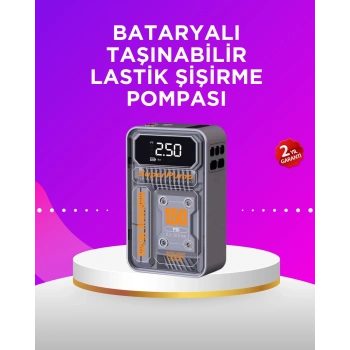 Mey İthalat® Mini Boy Elektrikli Şarjlı Yüksek Basınçlı Lastik Şişirme Pompası