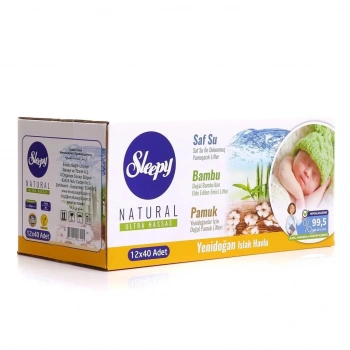 Mey İthalat® Natural Yenidoğan Islak Mendil 12x40 480 Yaprak