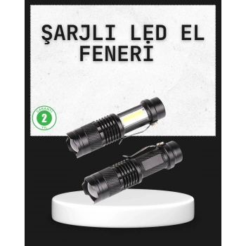 Mey İthalat® Odak Ayarlı 2000 Lümen Şarjlı LED El Feneri