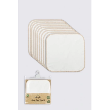 Mey İthalat®   Organik 20x20 10Lu Penye Mendil 90102 Ekru
